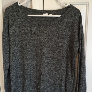 Gray/black/white-marbled Boat neck sweater